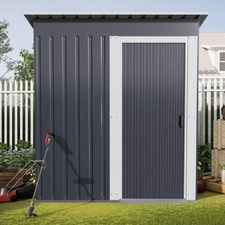 5 x3ft Garden Metal Shed Apex Roof With Free Foundation Storage House Anthracite