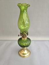 Vintage Green Glass Oil Lamp