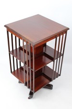 Antique Edwardian Mahogany Revolving Bookcase - Vintage Rotating Bookshelf