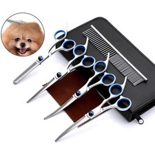 Professional Hair Fur Cutting Scissors Pet Dog Grooming Kit Curved Shears Tool