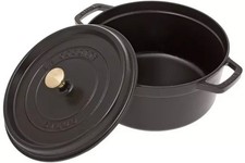 Staub Cast Iron Coccotte 26cm 5.2L Casserole Dish Black Double Handle 1102625