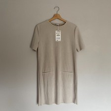 Zara Women's Cream Short Sleeve Mini Dress (Size Medium) - BNWT