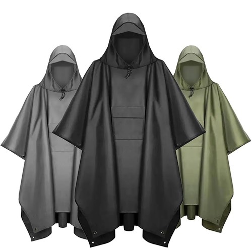 Hooded sleeve rain poncho - hooded,