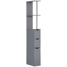 HOMCOM Tall Bathroom Storage Cabinet with Shelf and Drawers, Grey