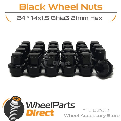 Wheel nuts 14x1 black - (24),