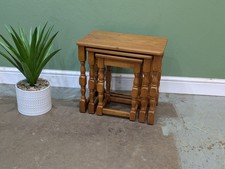 Vintage Oak Nest of Tables Three Tables Mid Century Modern Wood