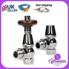 Traditional Antique Radiator Valves TRV & Lockshield Set (Angled) - Chrome