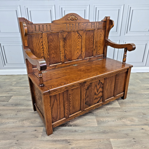 Antique oak settle - oak,