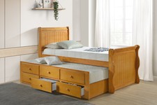 Captain Guest Bed with Pull-Out Trundle Bed + 3 Drawers - Oak