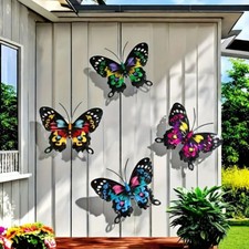4X Home Fence Ornament Metal Butterfly Garden Decor Wall Art Hanging Sculpture