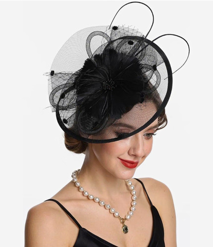 Black fascinator clip - black,