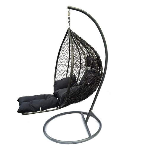 Grey rattan effect hanging egg - rattan,