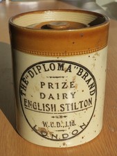 ANTIQUE DAIRY KITCHENALIA – STILTON JAR – THE “DIPLOMA” BRAND – A/F