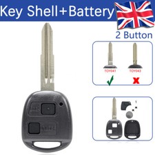 for 1999 - 2011 Toyota Yaris Remote Car Key Fob Case 2 Button + Battery + Blade