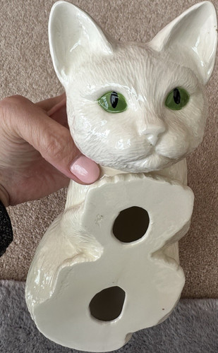 Ceramic cat figurine white - cat,
