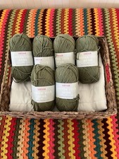 600g Sirdar Cotton Rich Aran yarn (6 balls) - sage / khaki green colour