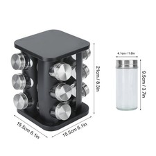 12-Jar Spice Jar Stainless Steel Rotating Spice Organizer Holder Container K HOT