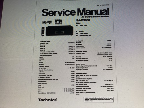 Technics dx960 service - technics, sa-dx960
