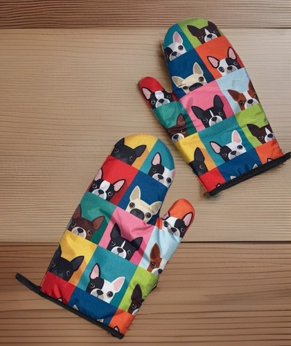 Boston terrier dog oven mitts - terrier,