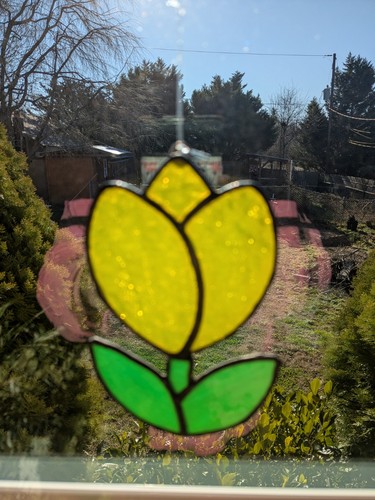 Handmade stained glass tulip - glass,