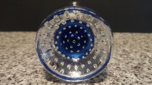 Blue glass stem vase - glass,