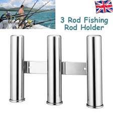 Stainless Steel Fishing Rod Holder for Marine Boat 3 Rod Holders Mount Clamp UK