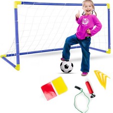 KIDS FOOTBALL SOCCER PLAY NET GOAL POST WITH BALL AND PUMP SET