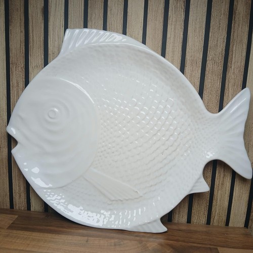 Vintage white ceramic fish - vintage,