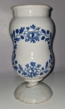 18th Century Delft French Faience Tinglaze Flower Apothecary Jar Albarello
