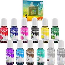 Alcohol Ink Set - 12 Vibrant Colours Alcohol Based Ink for Epoxy Resin Art, Dish