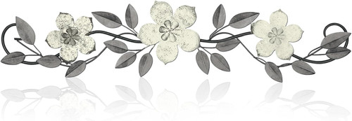 White metal flower wall decor - white,