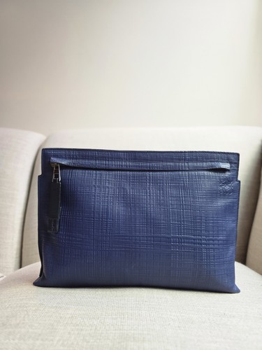 Loewe pouch blue textured - t-pouch,