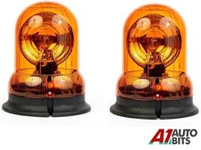 12V 24V Orange Amber Rotating Roof Beacon Recovery Hazard Lamps X2 Bulb Included