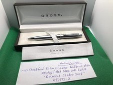 Cross Stratford Satin Chrome Ballpoint Pen with Box & New Refill. AT0172-2