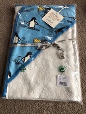 Smafolk Scandi Danish Blue Penguins Hooded Towel Boys