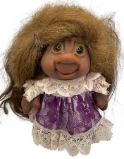 Vintage Thomas Dam Troll Doll OOAK African Black Green Eyes Mohair Hair Denmark