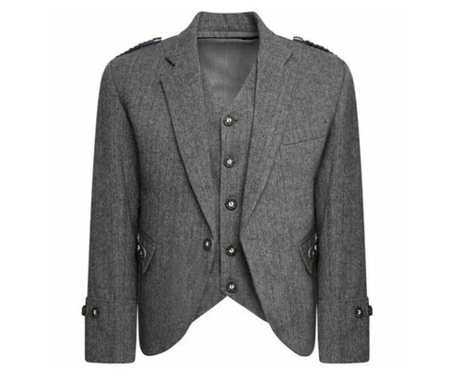 Grey tweed argyle kilt - tweed, jacket
