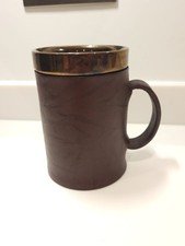 Vintage leather bound drinking cup mug tankard metal