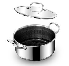 Stainless Steel Casserole Dish lid Saucepan non stick Sauce pot induction 5L