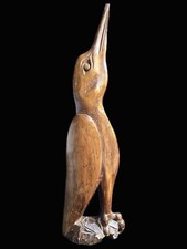Unique Bittern/Heron Bird LARGE Wood Carving Hand Craft Statue Art Deco France?