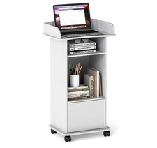 Lecterns & Podiums Portable Mobile Wood Lectern Reception Desk with Adjustable