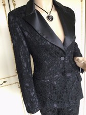 MICHAELA LOUISA UK 12 Designer Black Fully Lined Lace Tuxedo Jacket NWT RRP £229