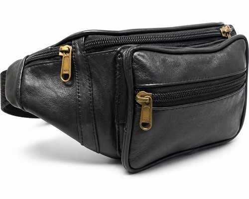 Soft black leather bum bag - bag, 5