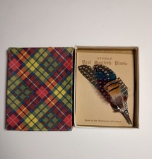 Vinatage ATHOLE Scottish Plume Brooch Traditional Feathers With Stag Head