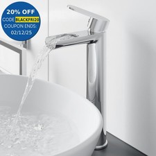 Tall Countertop Waterfall Basin Mixer Tap Bathroom High Rise Sink Modern Chrome