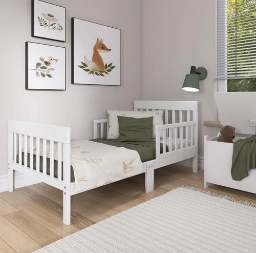 Toddler white wooden - bed, with