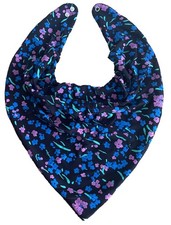 Adult Dribble Bib Special Needs Blue/Pink Flowers Bandana Bib Neckerchief Drool
