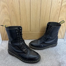 Dr Martens 1490 Doc Black Leather Ankle 10 Holes Made In England Boots Size UK 6