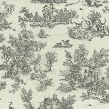 Textiles français Mini Toile de Jouy Fabric (La Vie Rustique) - Anthracite Grey