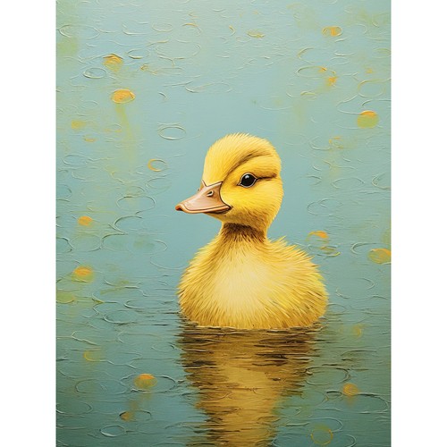 Duckling the water painting - duckling, on